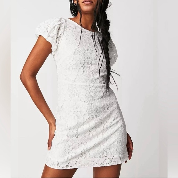 FREE PEOPLE HAILEE IVORY LACE MINI DRESS New Size Large NWT - Picture 1 of 11